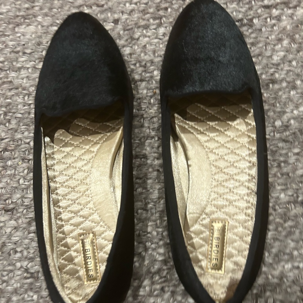Birdies loafer black leather textured fabric